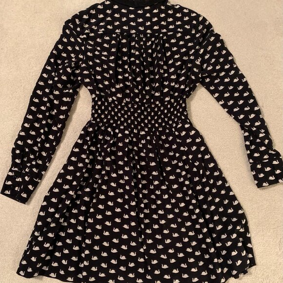 Kate Spade Swan Print Silk Blend Shirtdress Size S - Picture 5 of 7